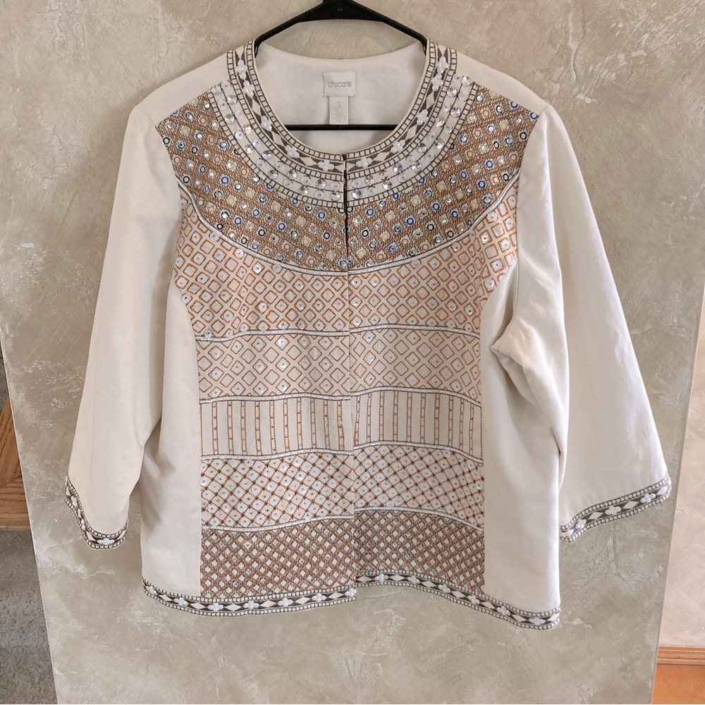 Chico’s embroidered Boho Blazer